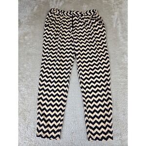 Joe Benbasset Black & Cream Chevron Zig Zag Rayon Jogger‎ Pants Womens Medium
